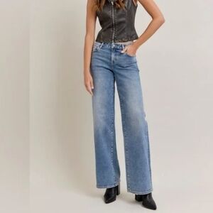 Classic Light Blue Wide Leg Jeans - Women's Flare